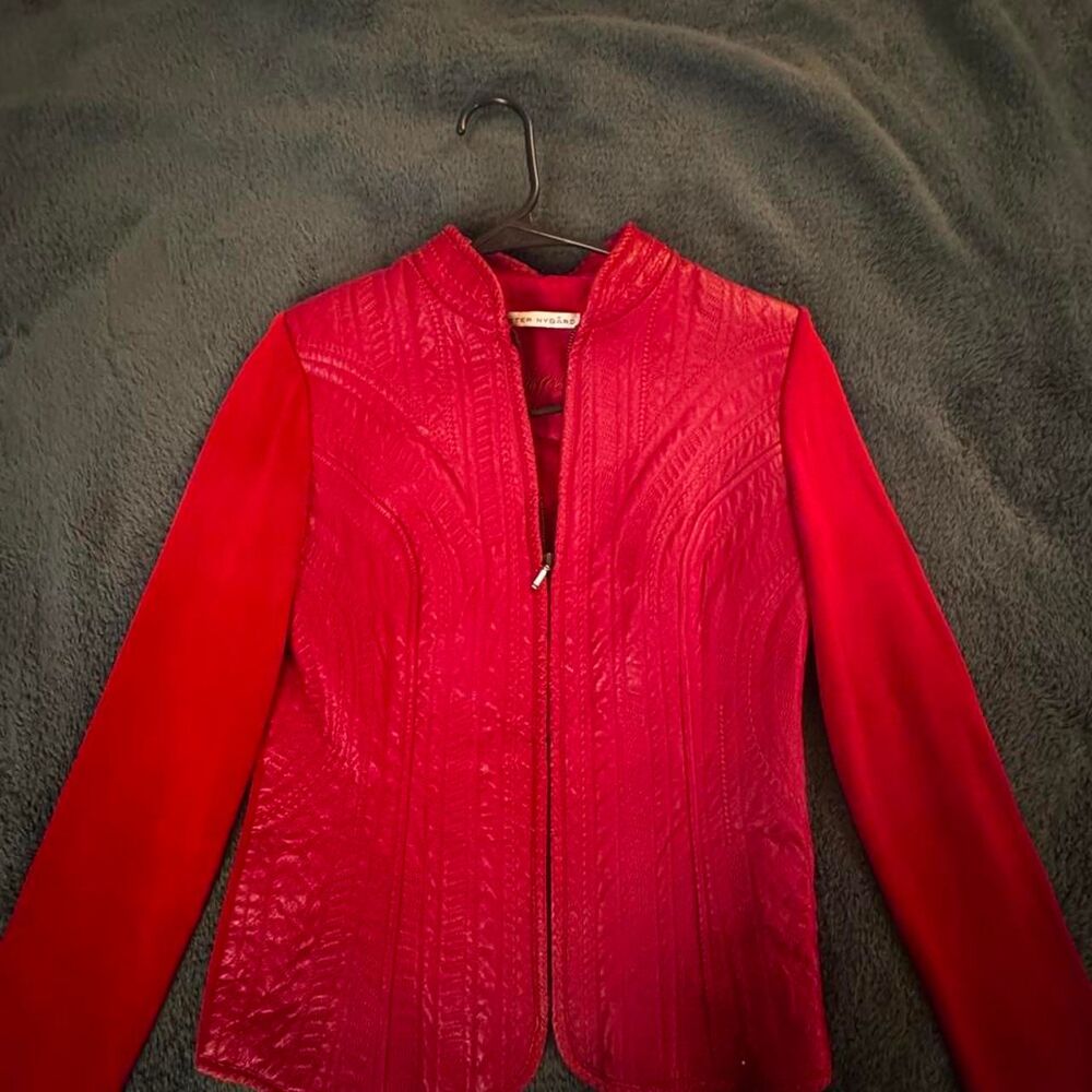 Vintage Nygård red leather quilted jacket